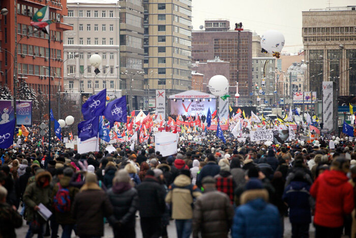 Второй массовый митинг 'За честные выборы', проспект Сахарова, Москва, 24 декабря 2011 года