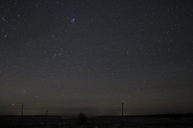 Звездное небо и скопление Плеяды 23 ноября 2014 г. Астрономический выезд в Шалегово (Оричи, Кировская область)