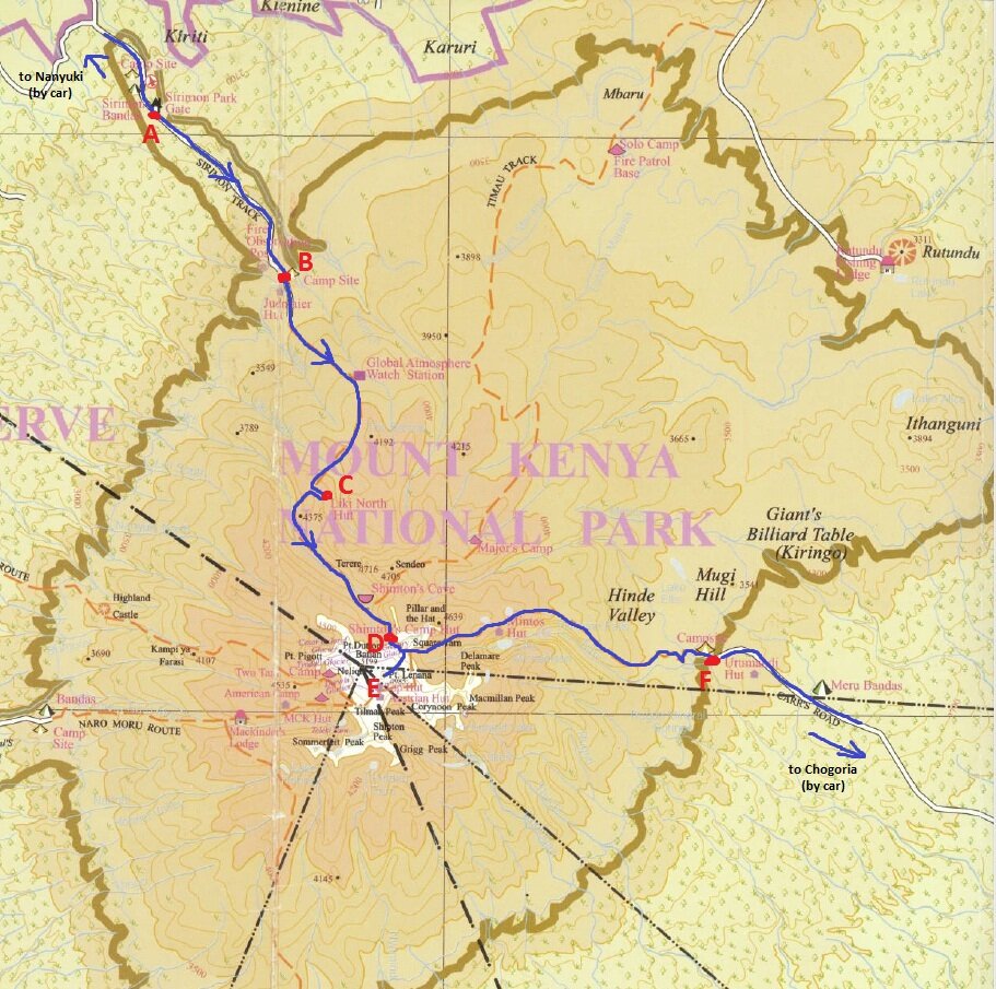 Карта горы Кения