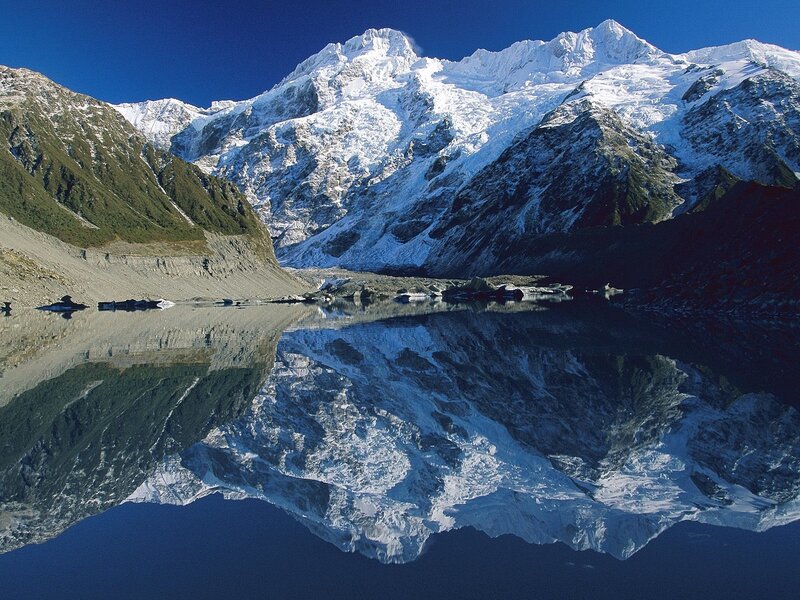 Mount Sefton Reflected in Mueller Glacier Lake, Mount Cook National Park, New Zealand