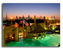 ОАЭ. Дубаи. Raffles Dubai. Raffles Amrita Pool - Evening Shot