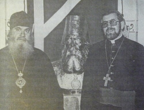Православный епископ Гавриил с католическим епископом Ежи Мазуром