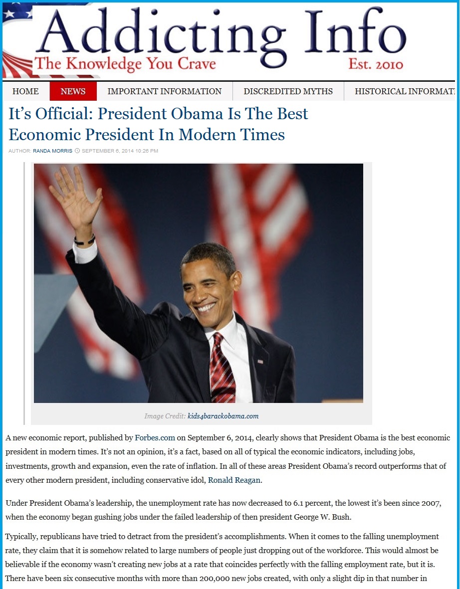 Обама -- лучший президент современности в экономике. Это официально.