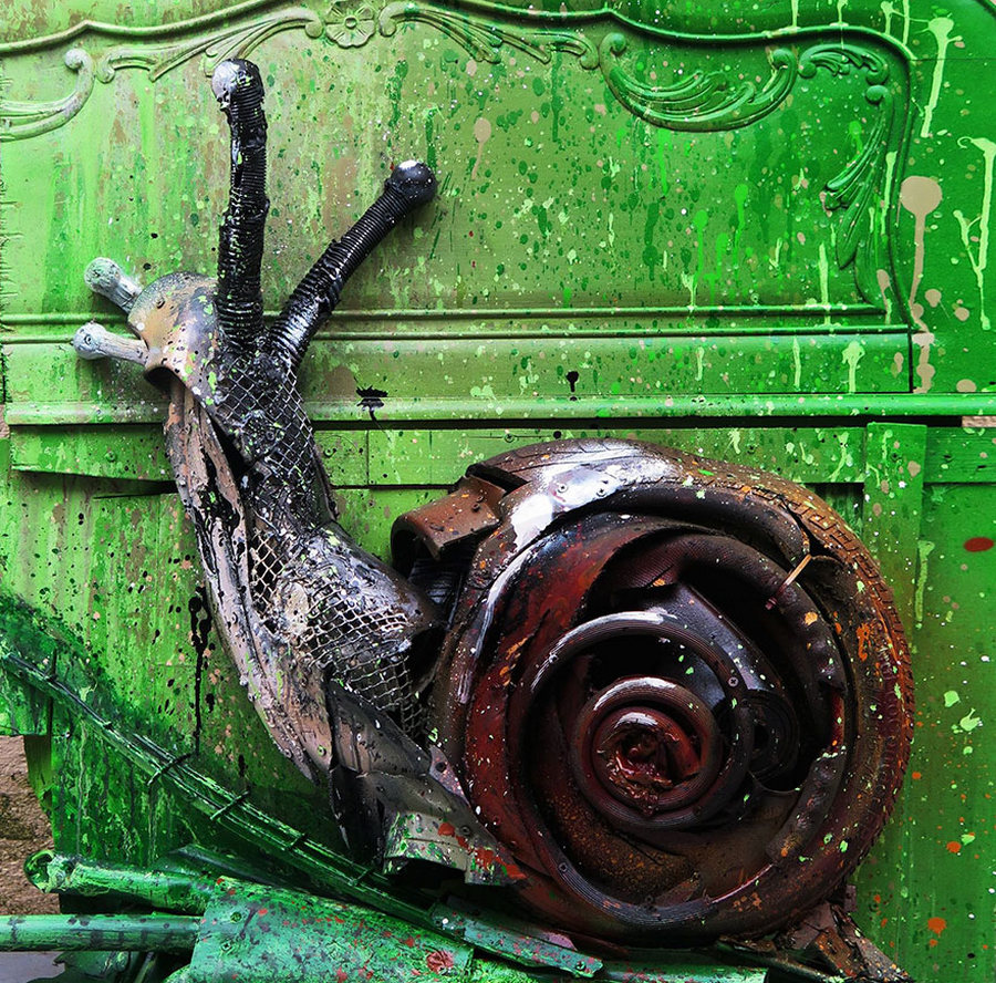 Уличное искусство из мусора и металлолома – образы животных Артура Бордало