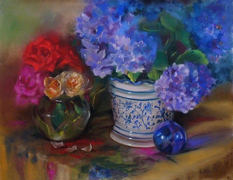 Натюрморты и цветы от Mary Aslin.
