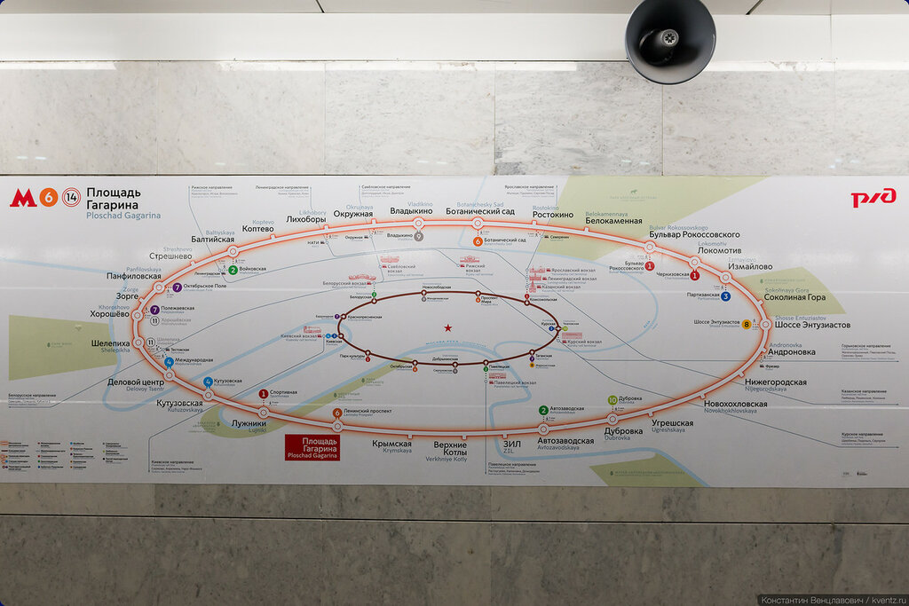 Схема кольца на станции «Площадь Гагарина»