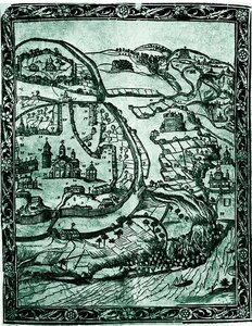 Перспективный план Киева. Дереворит. 1638 г.