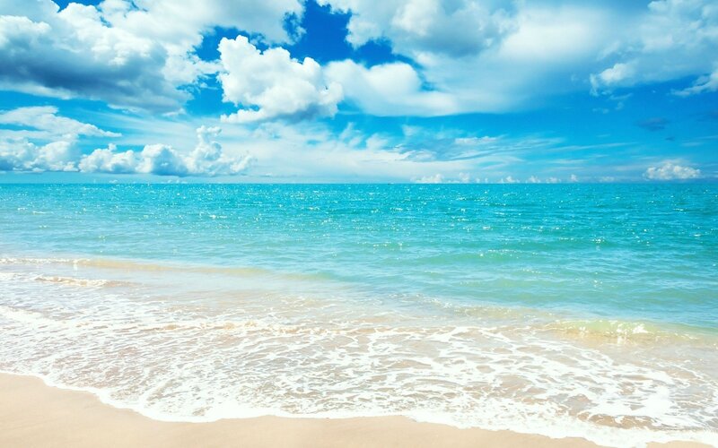 2560x1440 горизонт, песок, пляж, лето, небо, облака, Blue sea, море обои на рабочий стол 32417