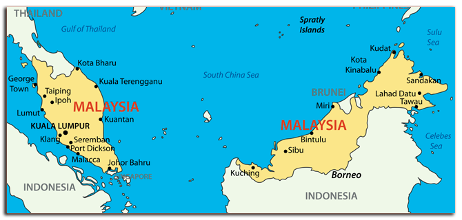 Малайзия. о.Борнео. Карта. Фото pavalena - Depositphotos