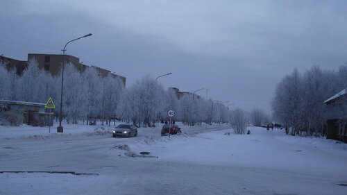Фото города Инта №2200
 Мира 24б и 22а (мороз -15 и небольшой туман) 26.11.2012_13:31