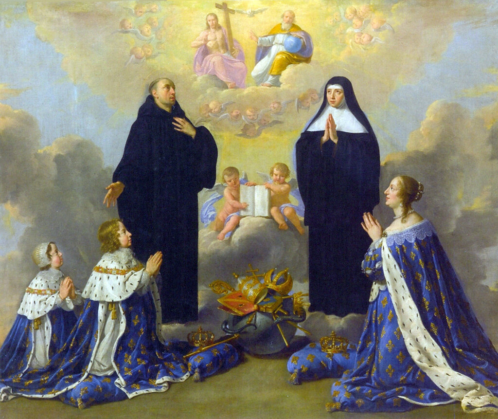 Anne d'Autriche et ses deux fils, présentés par St Benoît et Ste Scholastique, adorant la Sainte-Trinité, en 1646, par Philippe de Champaigne