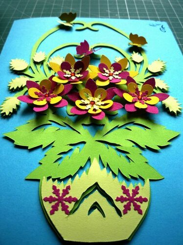 Контурная открытка Корзина с цветами