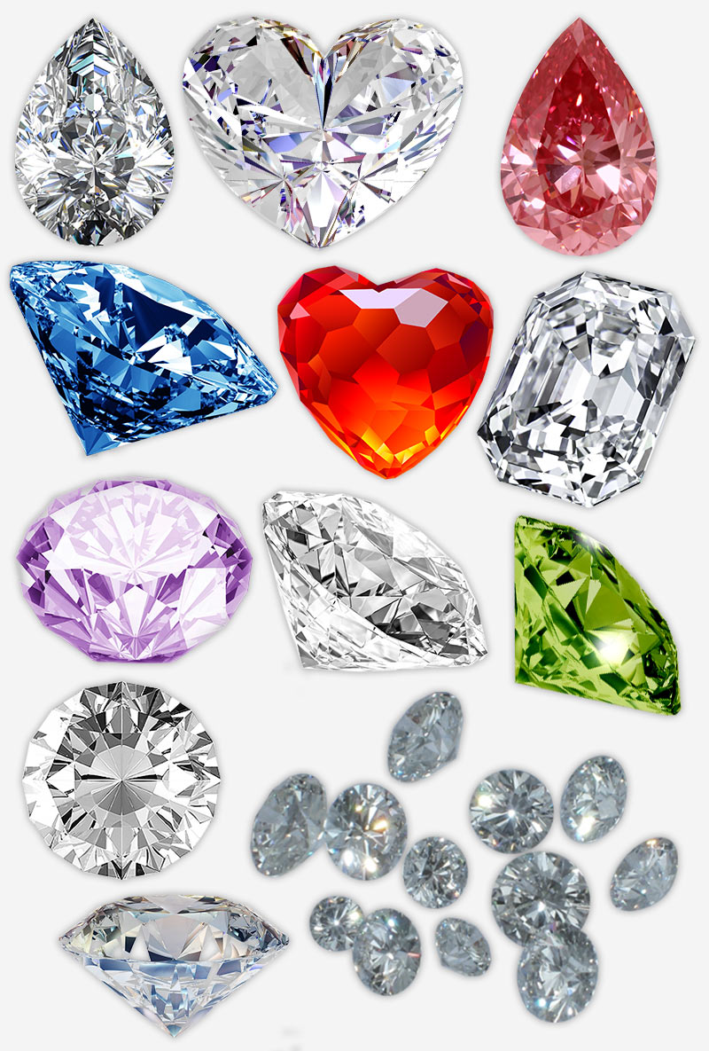 алмазы на прозрачном фоне, PNG для фотошопа