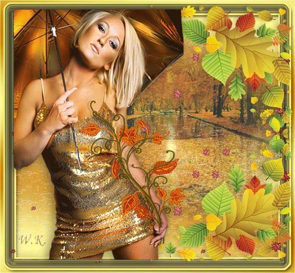 Осень, дождь, листопад и девушка открытки фото рисунки картинки поздравления