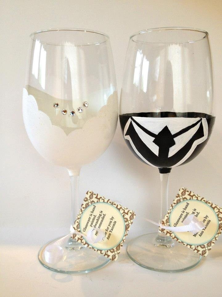 украшение свадебных бокалов