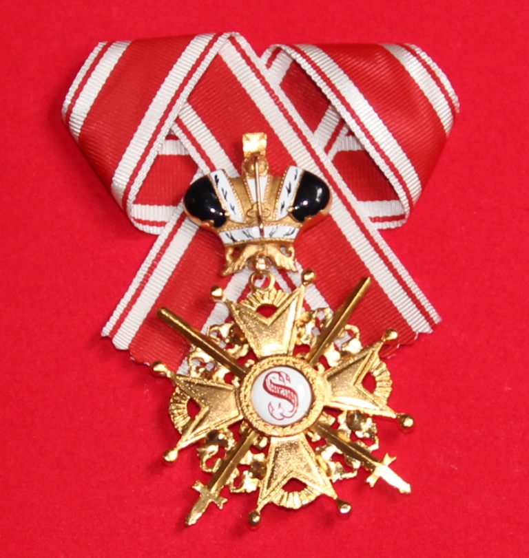 Крест орден Святого Станислава 1 ст.(с мечами,с короной,чёрной эмали) Реверс