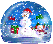 Снеговик с подарками в прозрачном шаре
