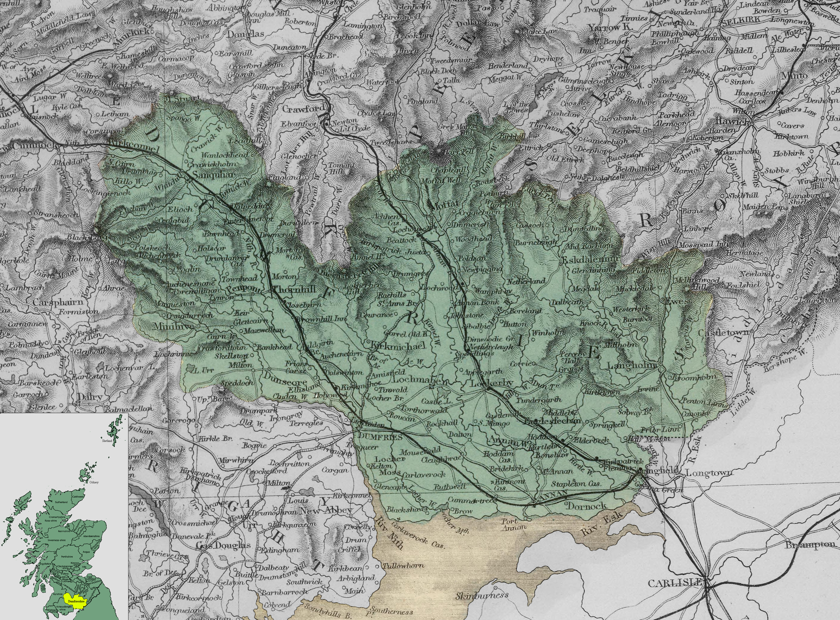 Карта Дамфризшира