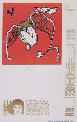 Ver Sacrum - Art Exhibition postcard for the First Full Exhibition of the Vienna Secession by Koloman Moser and Josef Hoffmann