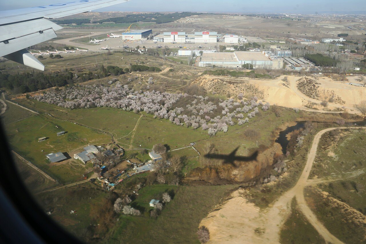 The surroundings of Barajas airport, view from plane 