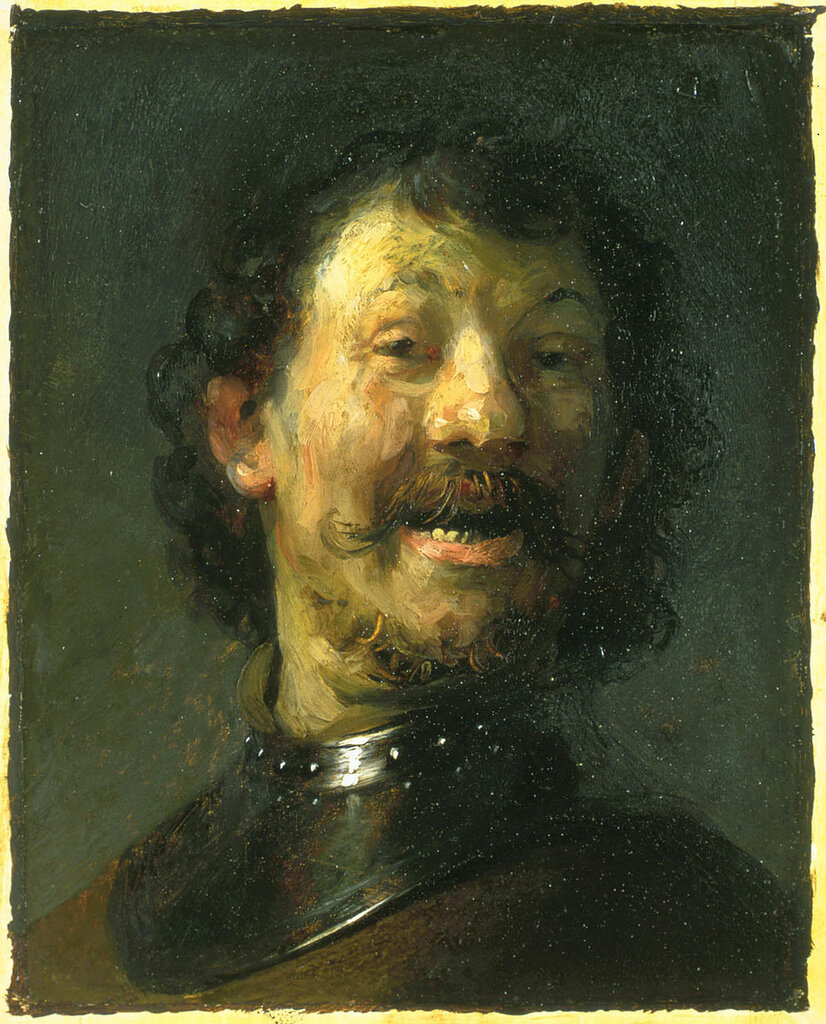 Rembrandt - Улыбающийся мужчина, ок. 1629-30, 15,4 cm x 12,2 cm, Медь, масло.jpg
