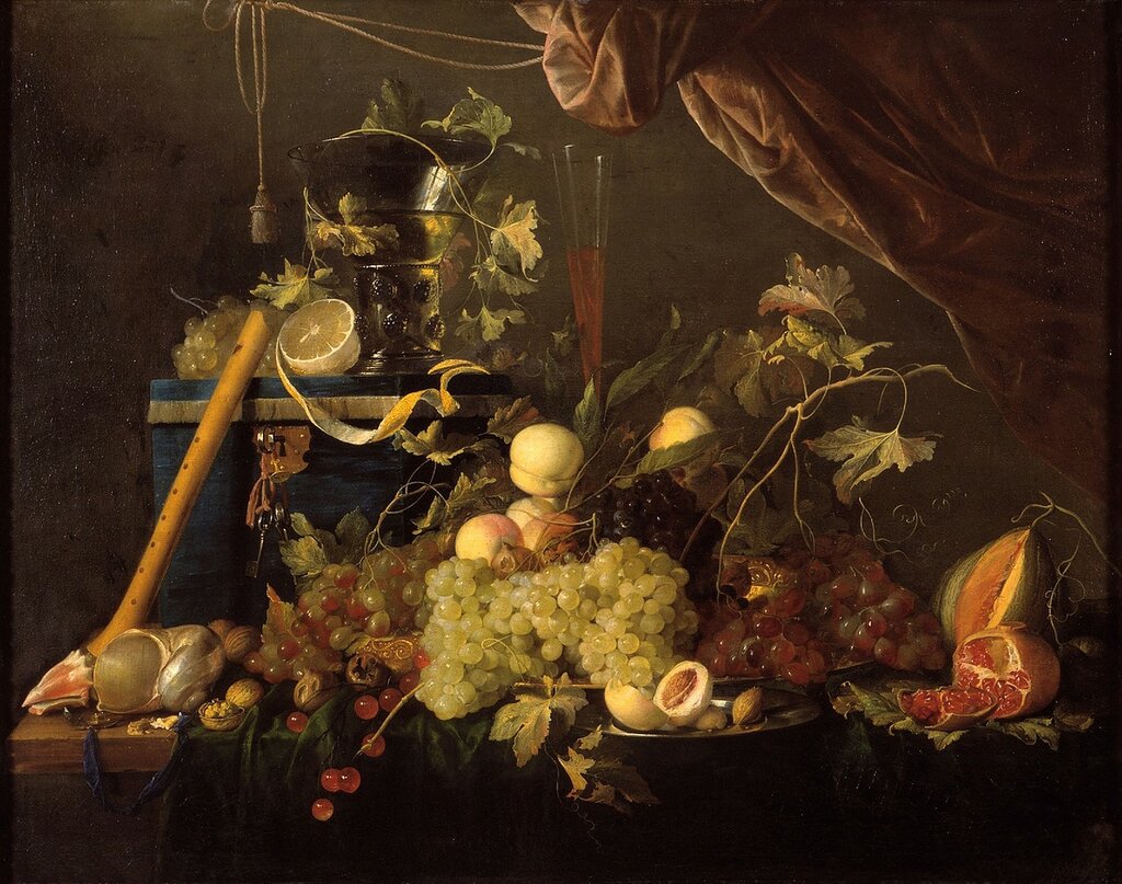 Heem, Jan Davidsz de - Натюрморт с фруктами и шкатулкой, 1650-55, 94,7 cm x 120,5 cm, Холст, масло.jpg