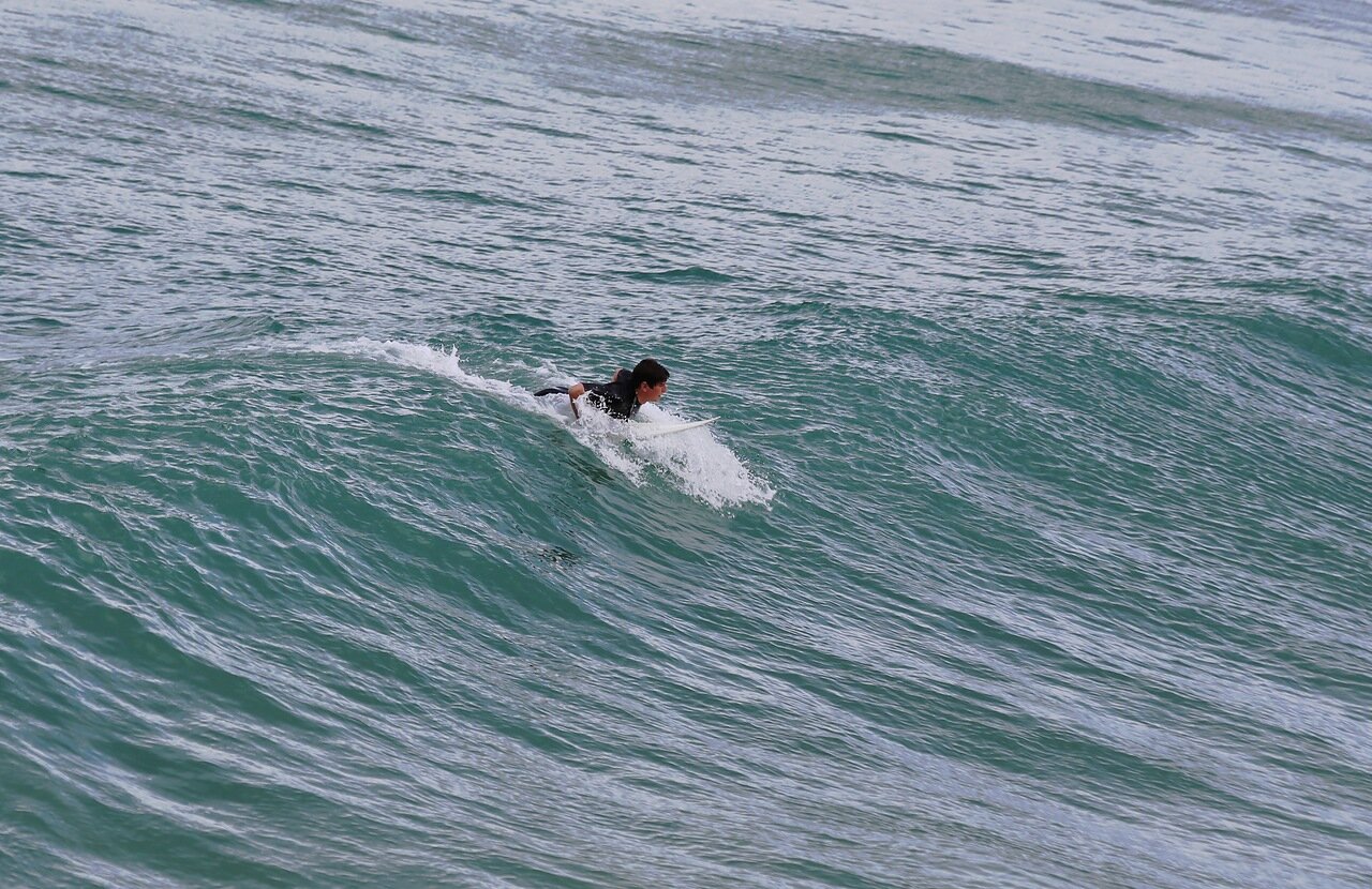 Donostia-San Sebastian. Surfing on the Atlantic waves.