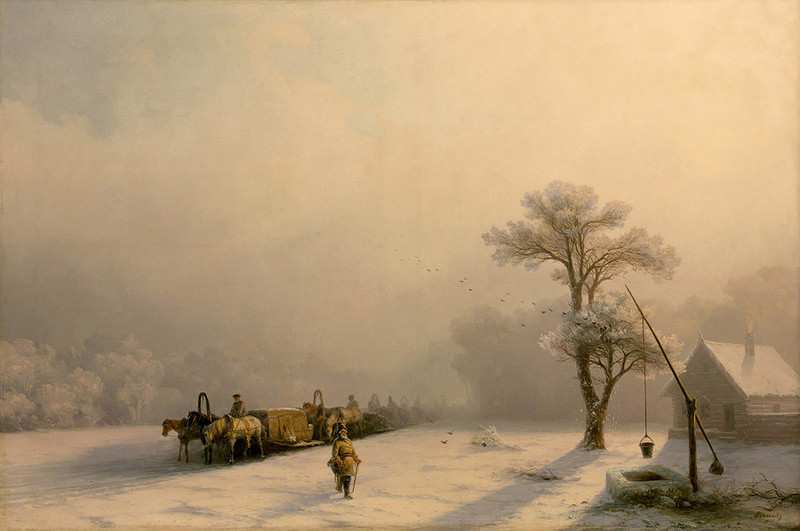 Зимний обоз в пути, 1857
