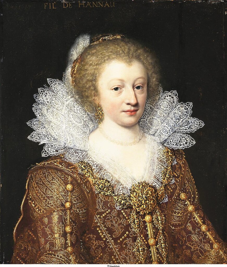 Ravesteyn, Jan Anthonisz Van - Портрет Елизаветы Амалии, графини Ханау (1602-1651), жены Вильгельма V, герцога Гессен-Кассель, 1617, 63,9 cm x 55,6 cm, Дерево, масло.jpg