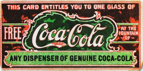Купон на бесплатный стакан Кока-Колы, 1888 год.