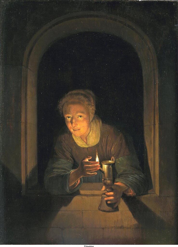 Dou, Gerrit - Девушка с лампой, ок. 1660-70, 19 cm x 14 cm, Дерево, масло.jpg