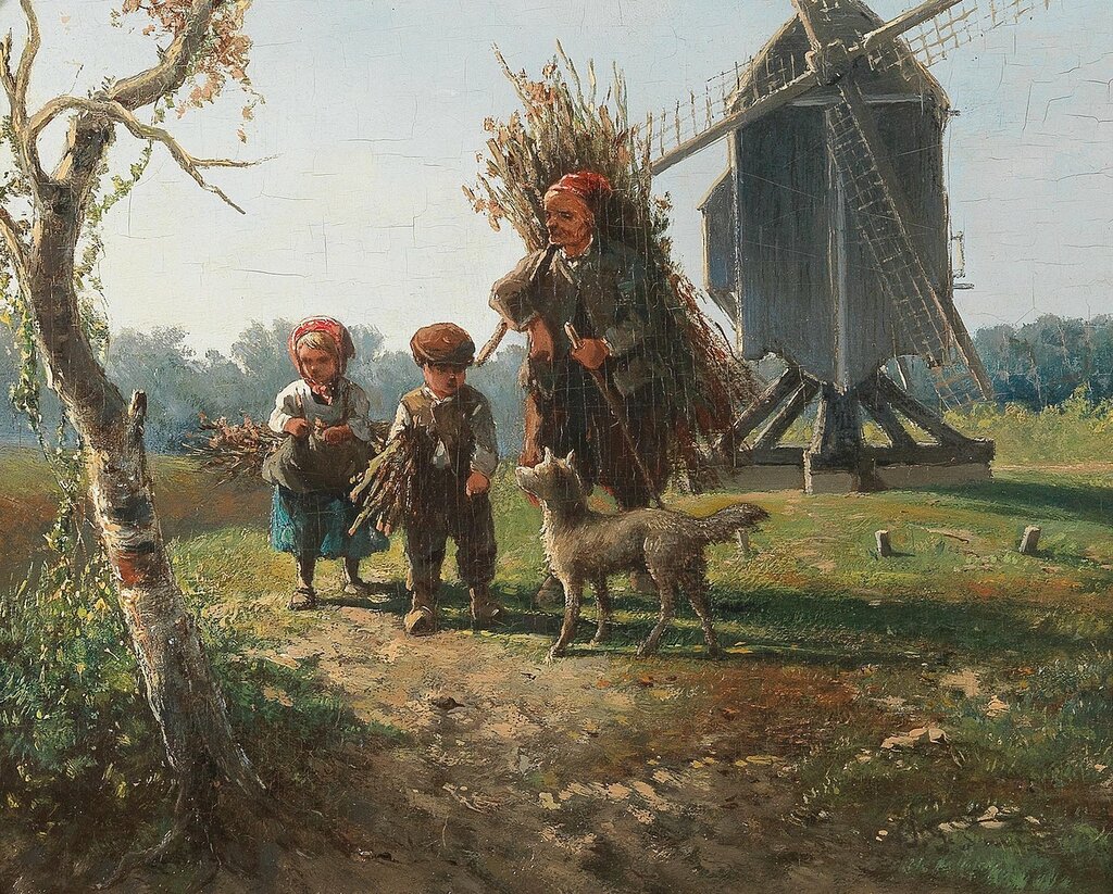 Jan Gerard Smits(Den Haag 1823-1910)Reisigsammler bei der Windmühle