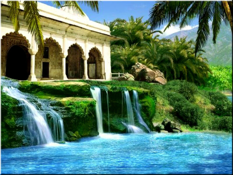 Дворец водопадов. Дворец с водопадами. Картинки роскошного водопада во Дворце.