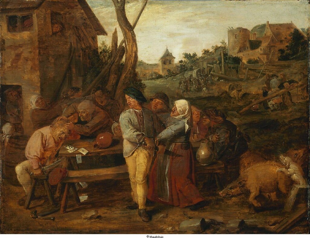 Brouwer, Adriaen - Крестьянская драка, ок. 1625-26, 25,5 cm x 34 cm, Дерево, масло.jpg