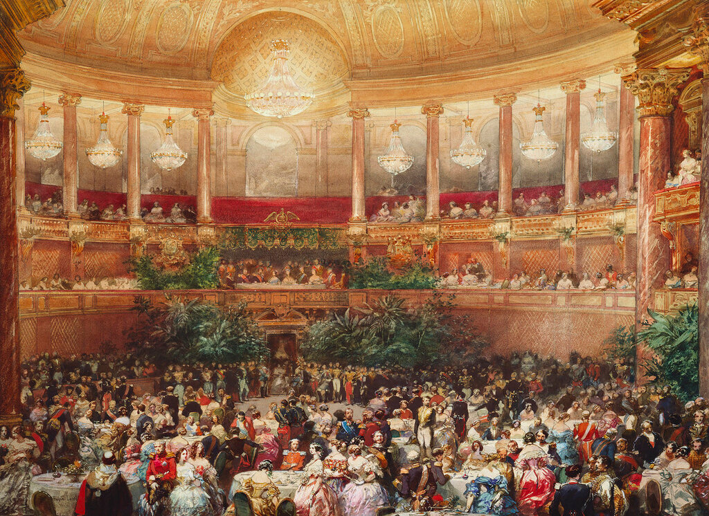 Royal visit to Napoleon III: the supper in the Salle de Spectacle, Versailles, 25 August 1855