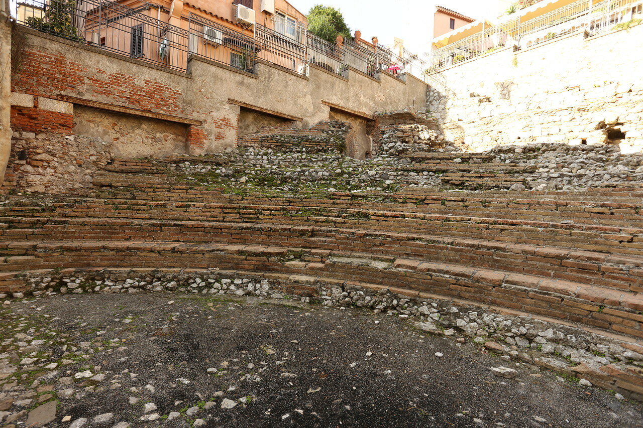 Taormina. Ruins of the Odeon theater (Teatro Odeon)