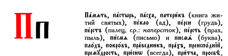 Церковнославянский алфавит с примерами текста