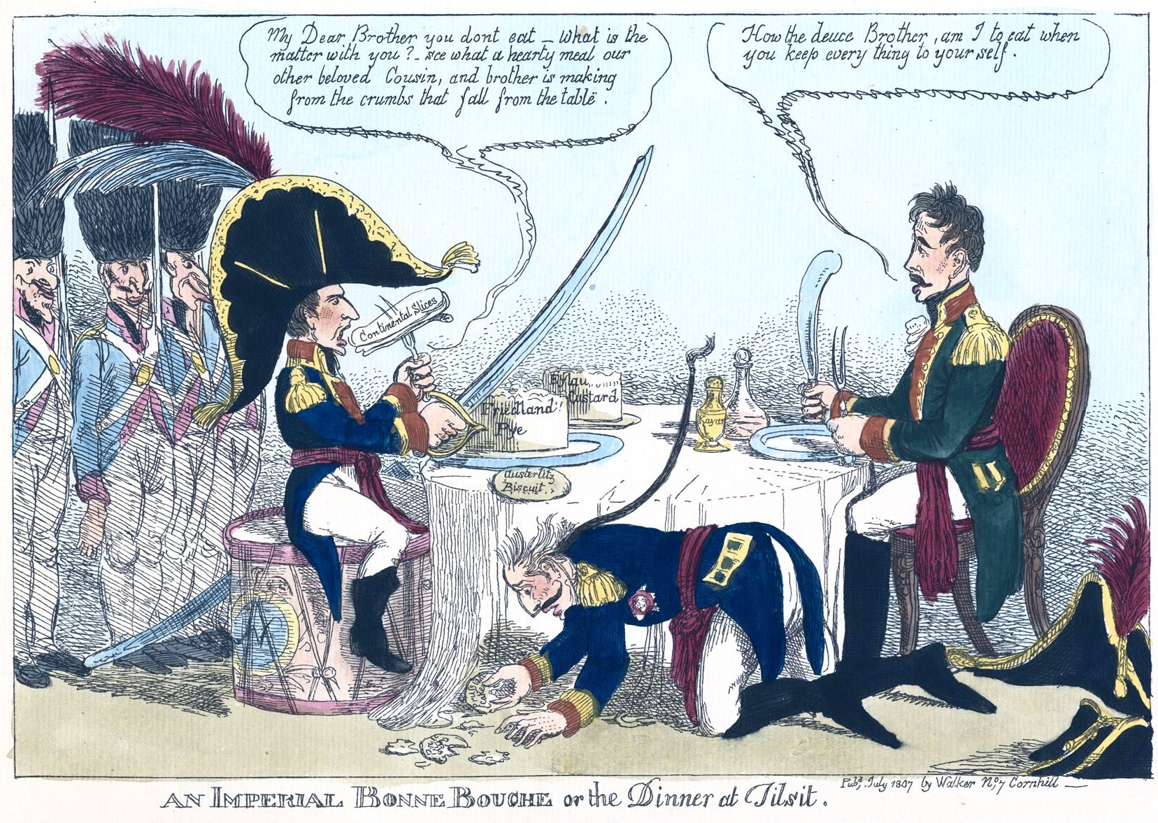 Тильзитский мир первая встреча монархов. Наполеон карикатура 19 века.