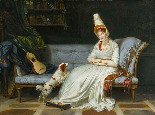 Louis Gauffier - Portrait of Elizabeth, Lady Webster, later Lady Holland, with Her Spaniel Pierrot