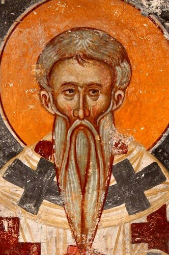 Священномученик Власий, Епископ Севастийский. Фреска монастыря Трескавец (Трескавац) в Македонии.