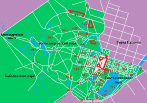Карта-схема Александровского парка с достопримечательностями