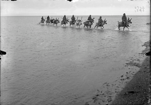 Тунгусы на оленях пересекают реку, Наяхан, 1901