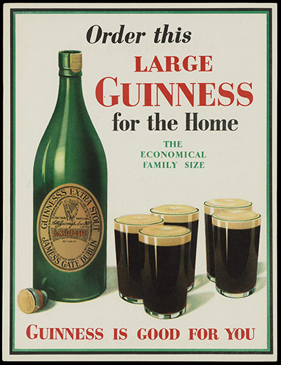 Реклама экономичной семейной бутылки пива Гиннесс