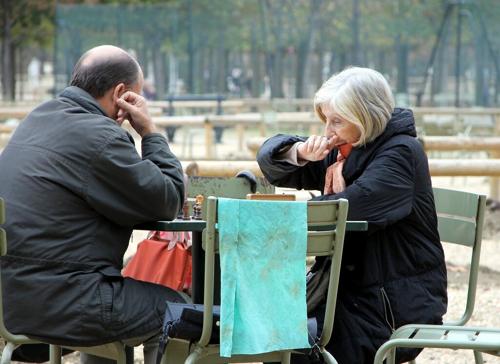 Autumn Paris. Luxembourg garden. Chessplayers