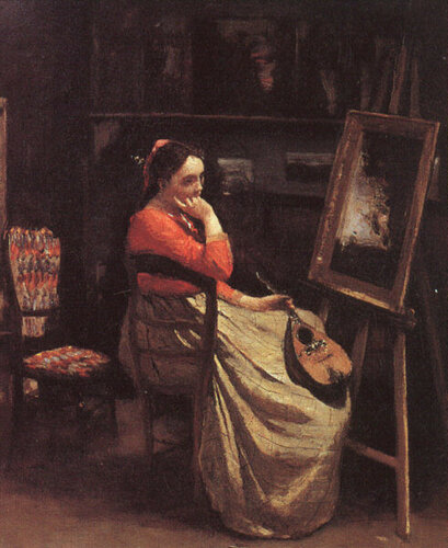 Молодая женщина с мандолиной, 1865, Жан-Батист-Камиль Коро