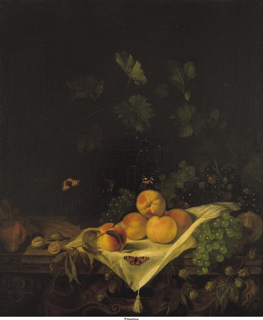 Calraet, Abraham van - Натюрморт с персиками и виноградом, ок. 1680, 89 cm x 73 cm, Холст, масло.jpg