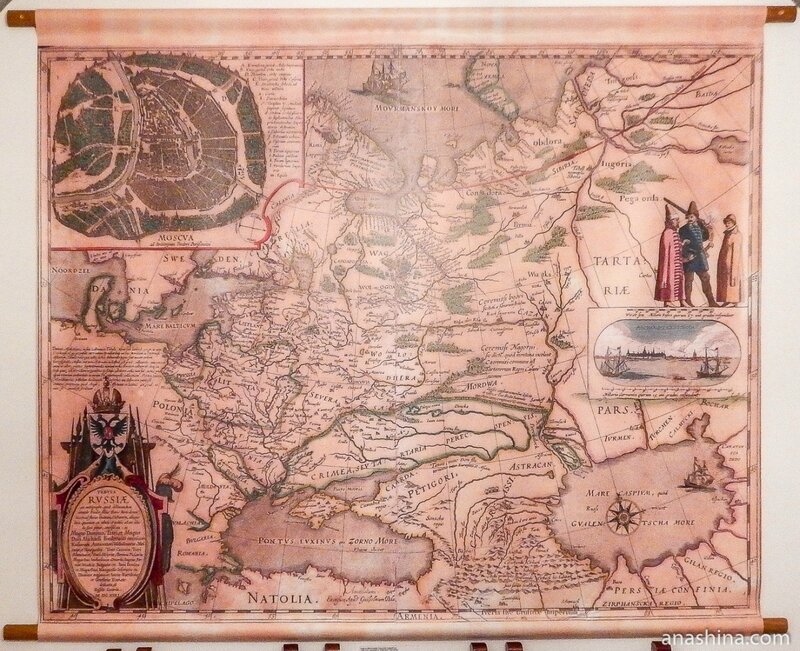 Старинная карта Европейской части России, Старый Английский двор, Москва
