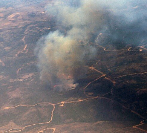 Sardinia. Natural fire. View from the plane.