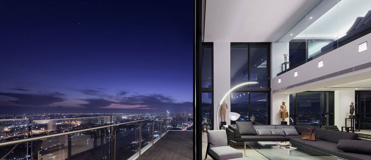 Дизайн-ателье AAd, пентхаус в Бангкоке, план квартиры, схема квартиры, PANO, пенхтаус с видом на город, трехэтажный пентхаус, бассейн в квартире