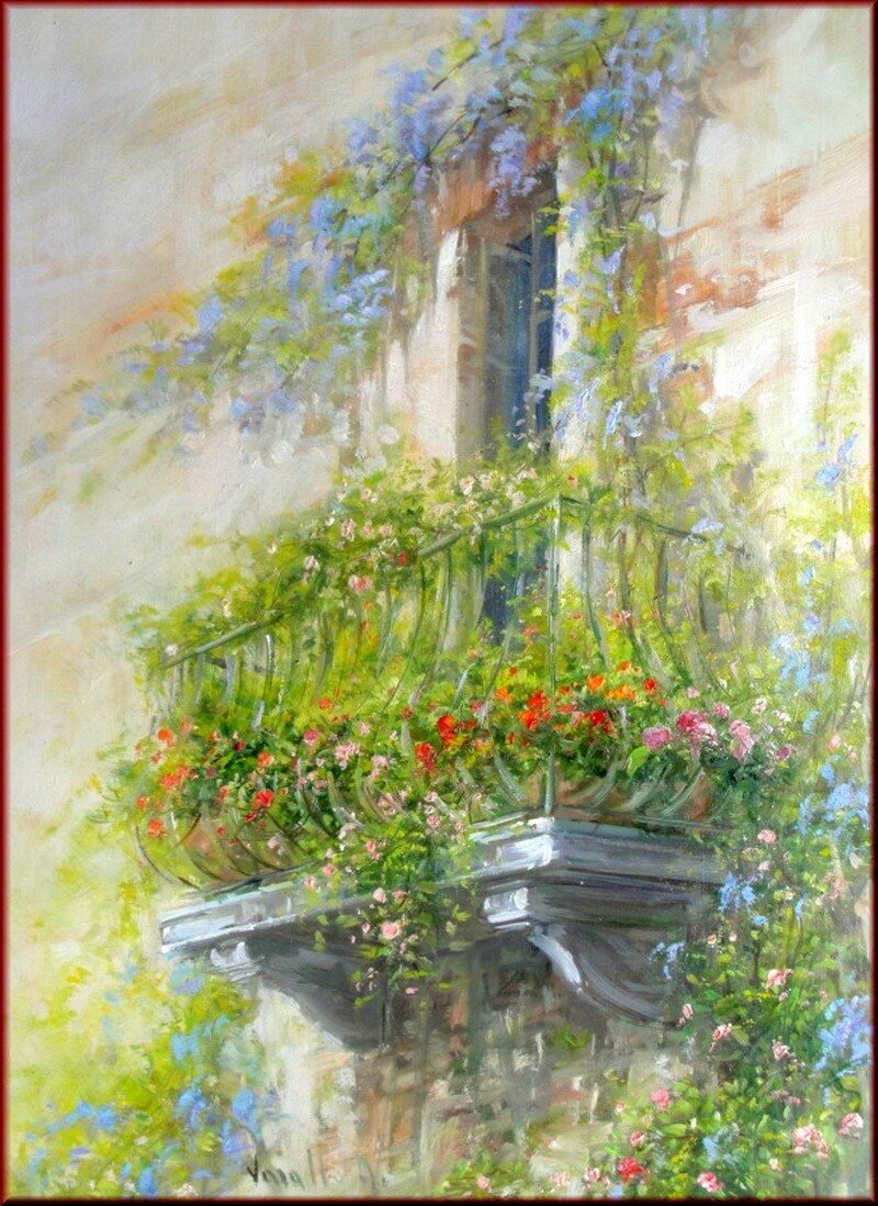 Картина на балконе. Антониетта Варалло художник. Итальянская художница Антониетта Варалло. Антуанетта Варалло. Антуанетта Варалло картины.